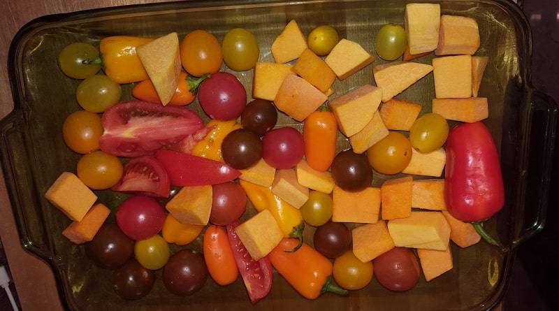 Tomatoes, Peppers, Garlic and Butternut Squash