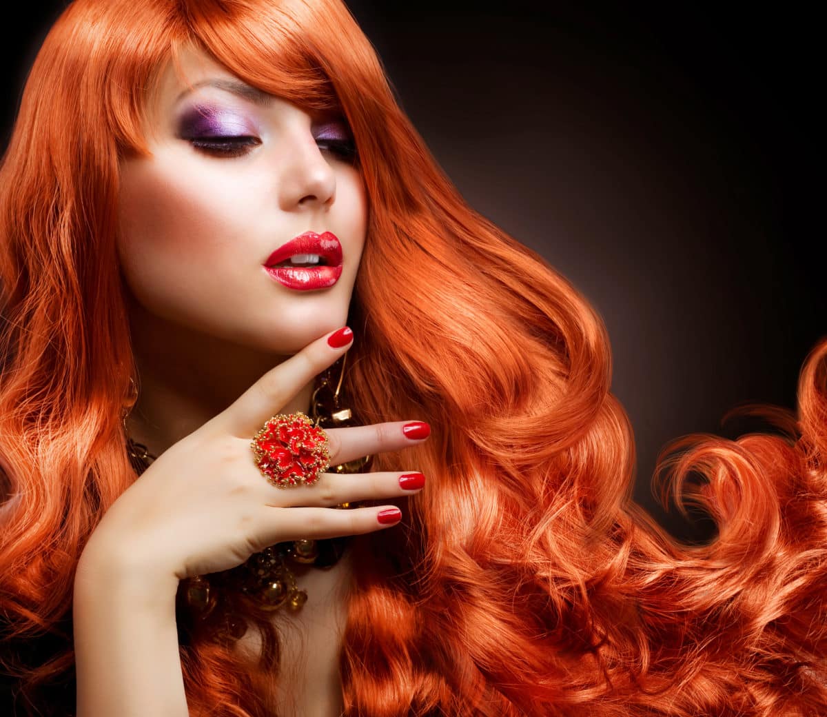 Red Hair. Fashion Girl Portrait