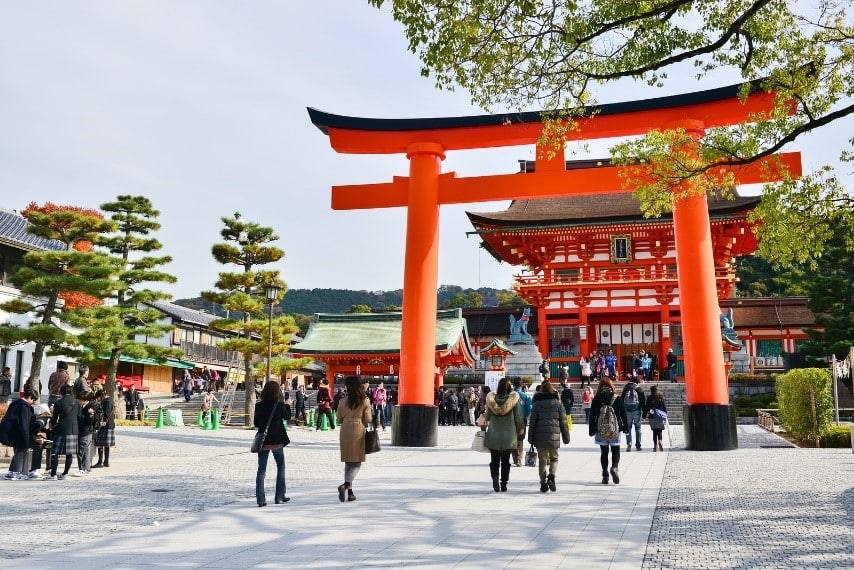 Torri gate and pagoda in Kyoto