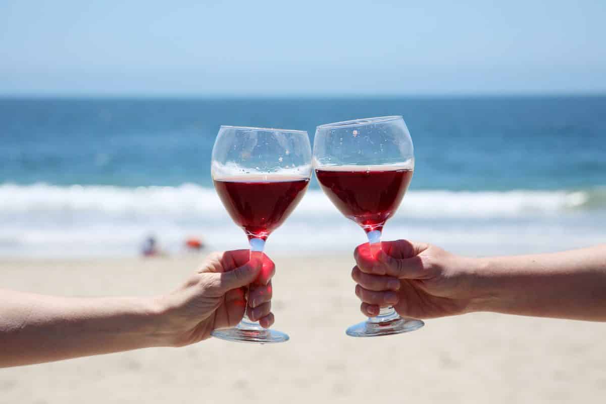 Wine at the beach.