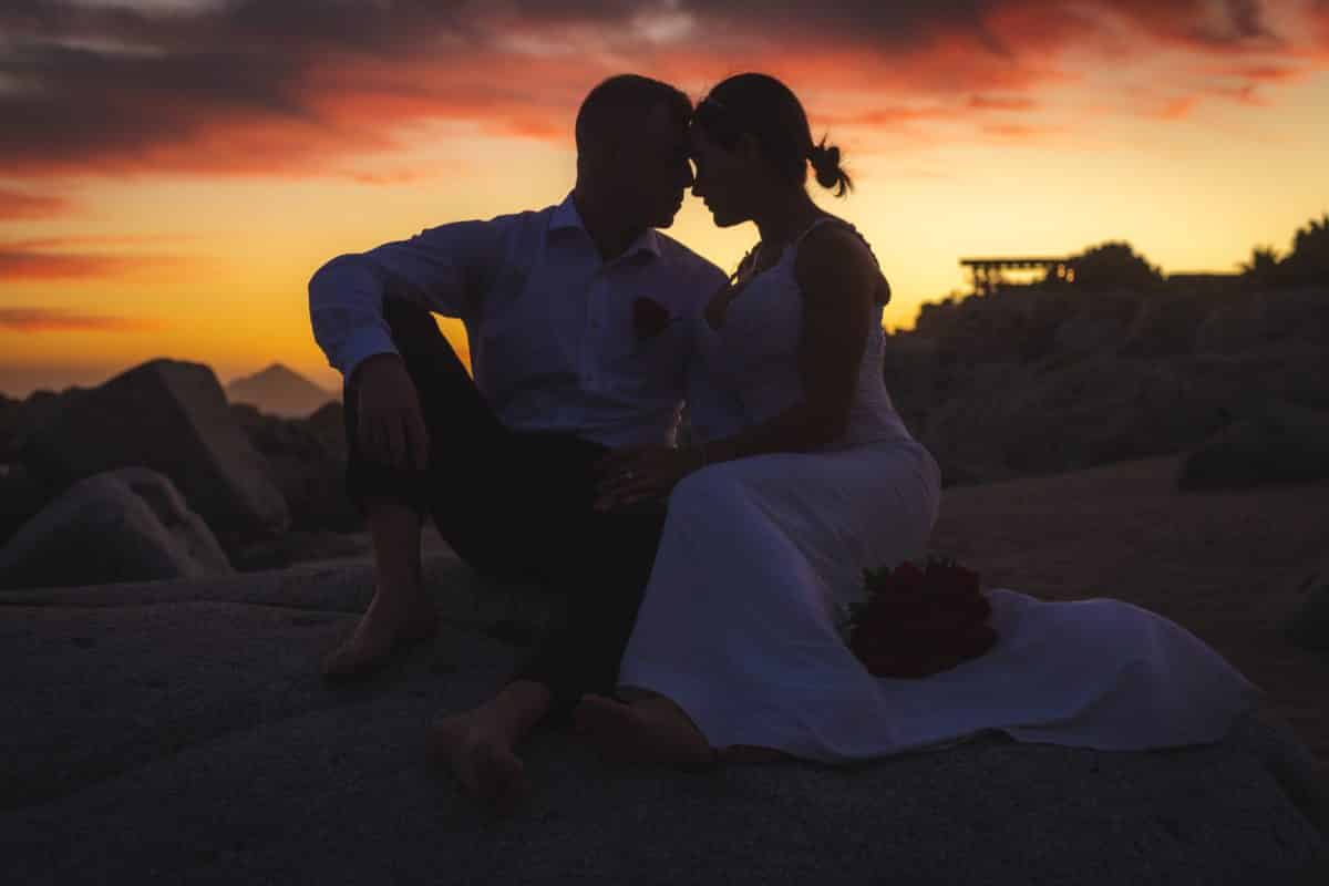 romantic couple at sunset