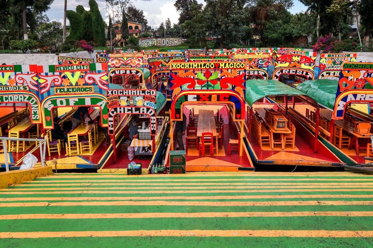 Traditional boat of Xochimilco moored in Nativitas pier, Best UNESCO Sites in North America