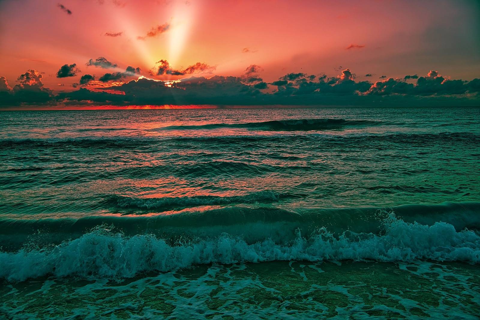 Beautiful sunrise over the Caribbean Sea