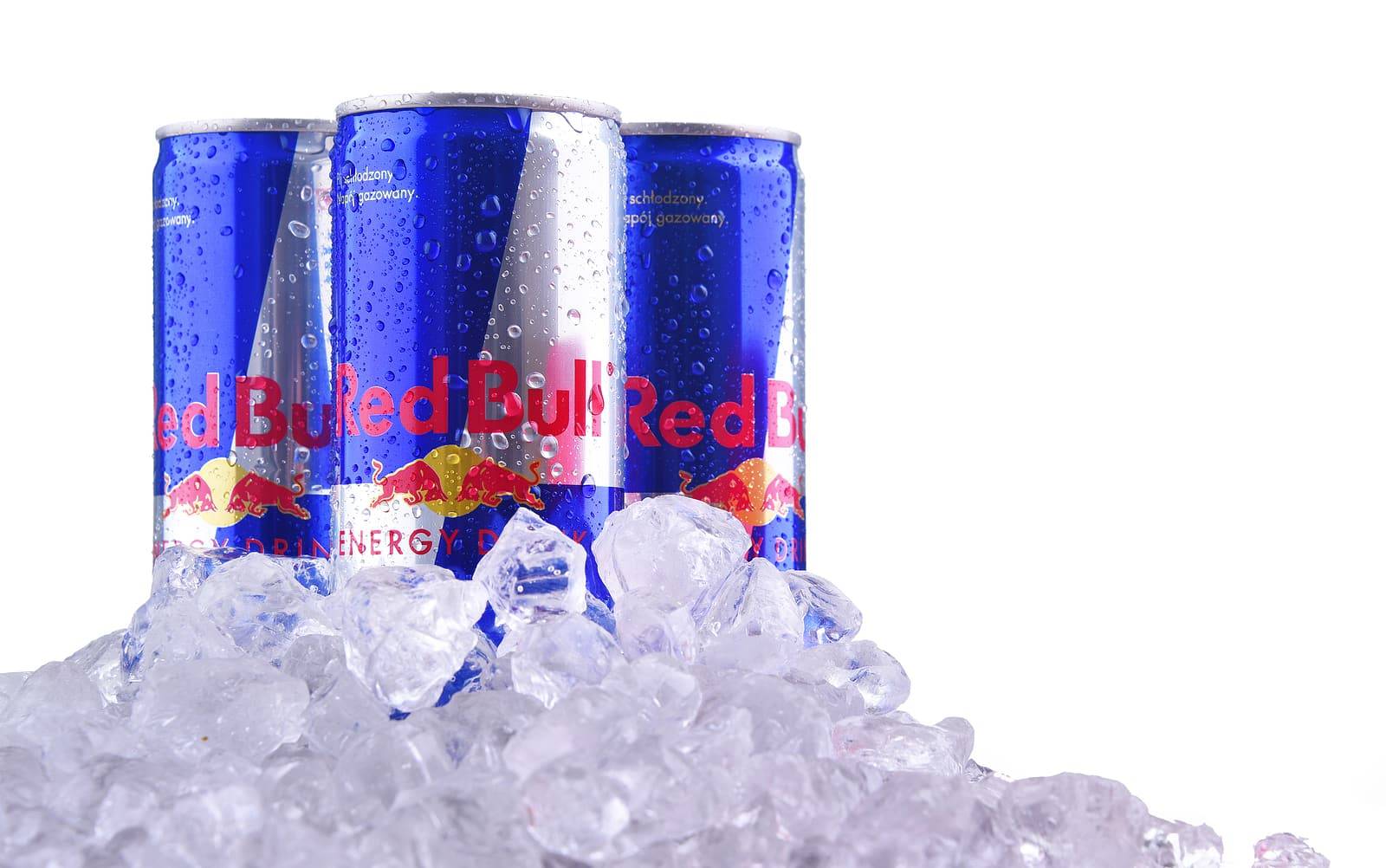 Cans of Red Bull, an energy drink