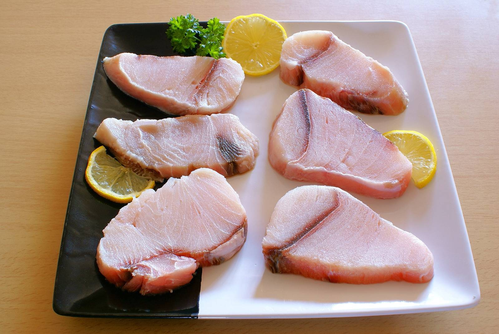 Raw shark fillets. shark meat