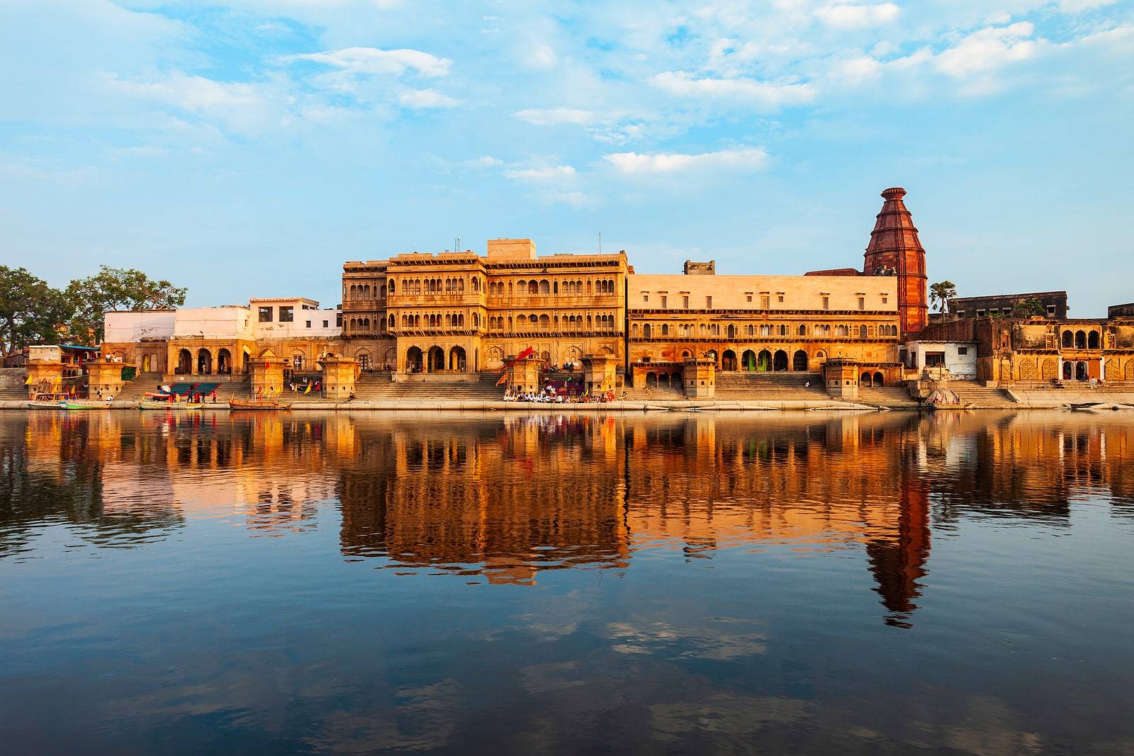 Best Time To Visit India Krishna Temple at the Keshi Ghat on Yamuna river in Vrindavan near Mathura city in Uttar Pradesh state of India