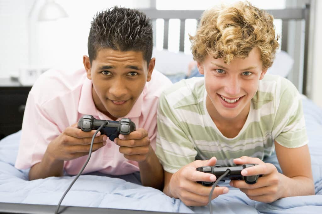 Teenage Boys Playing Video Games
