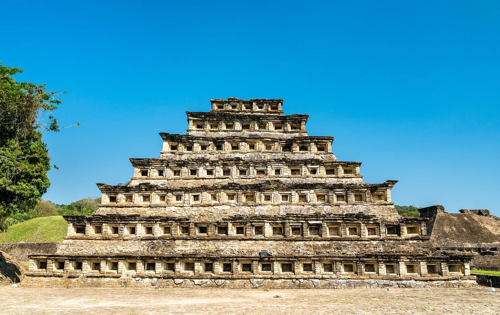 Pyramid of the Niches at El Tajin archeological site, UNESCO world heritage in Mexico